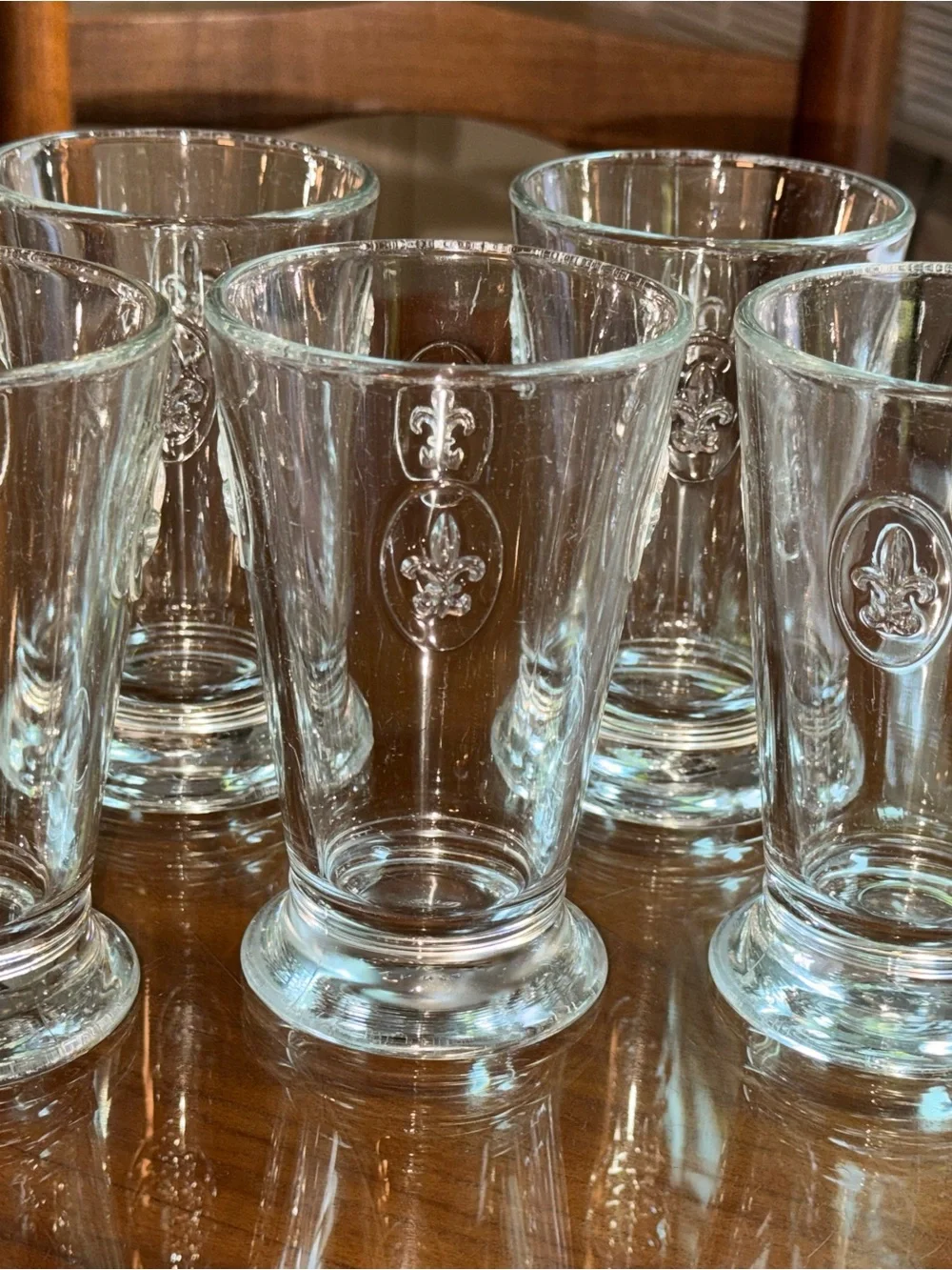 Clear Fleur-de-Lis Glass Tumbler Set - Clear Glass, Set of 5